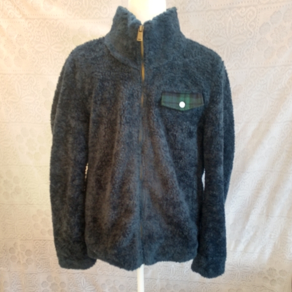 Pendleton Women's Fuzzy Full Zip Deep Blue Sherpa Jacket - Picture 2 of 8